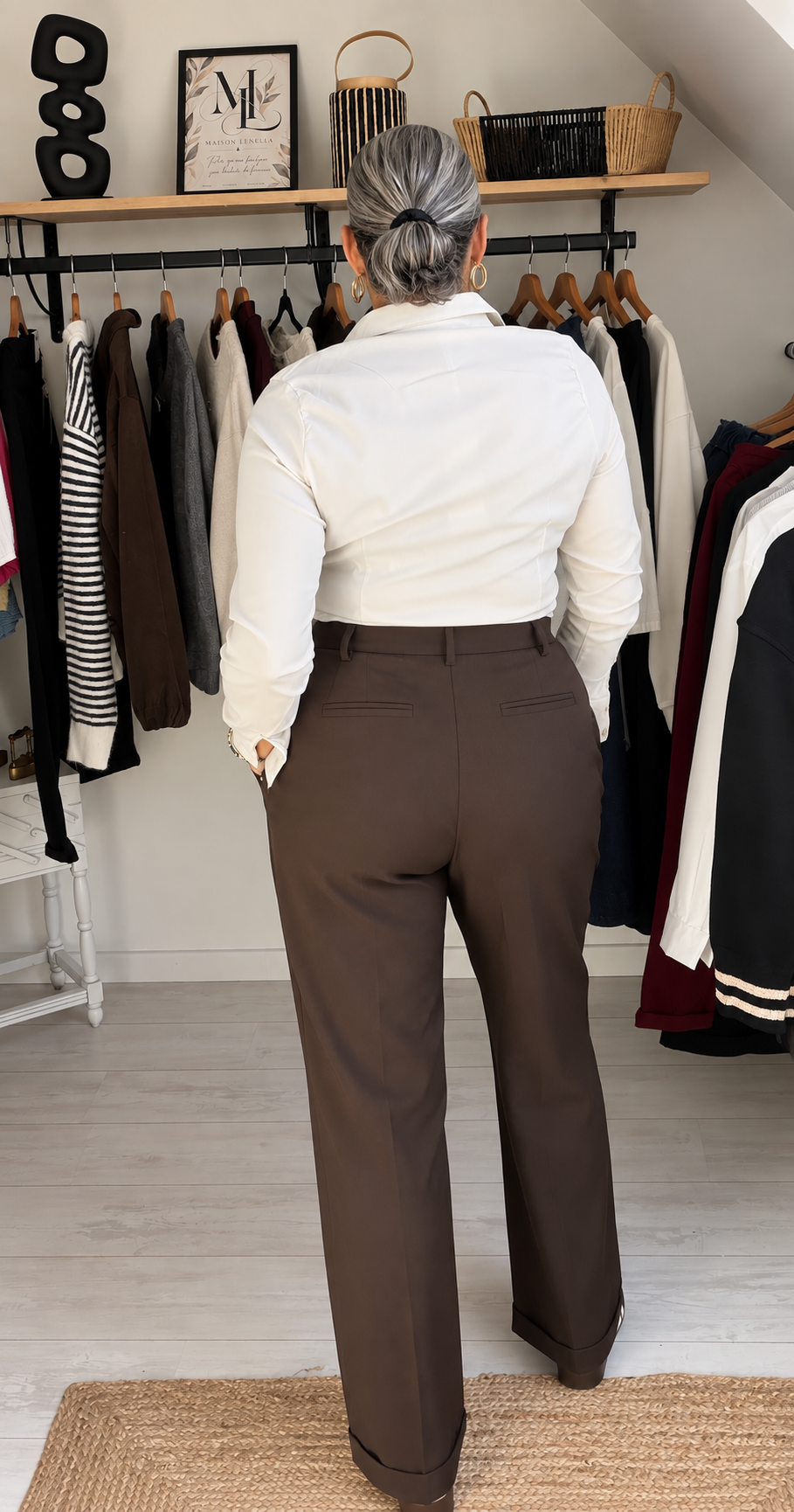 Pantalon à Pinces Victoire – Chocolat & Noir