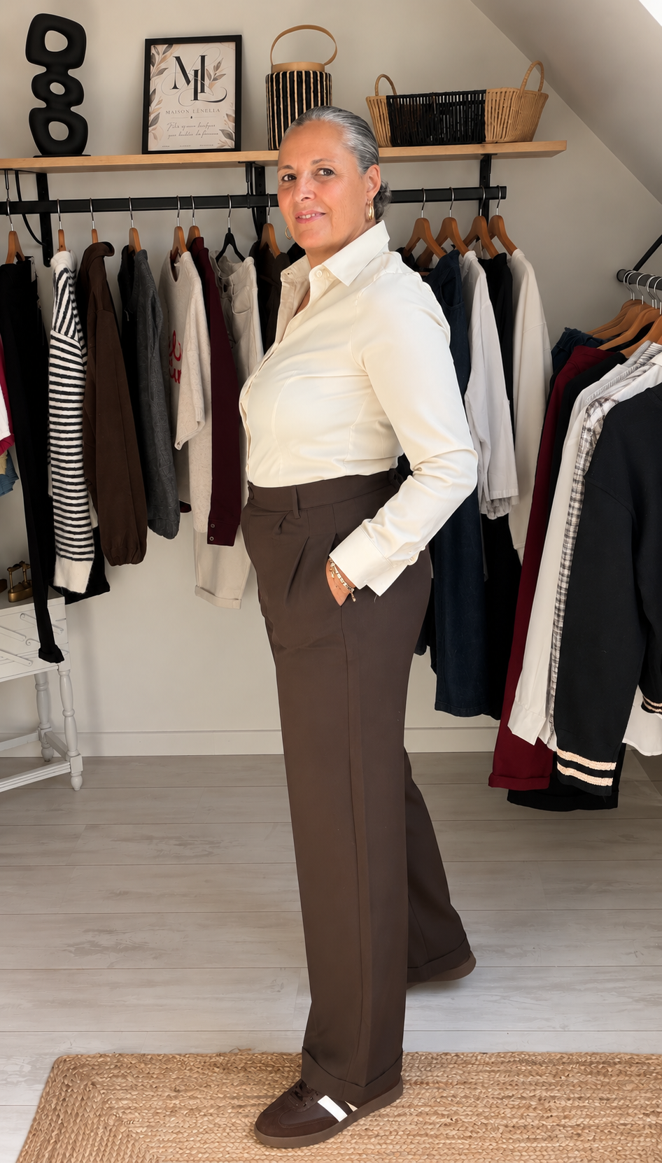 Pantalon à Pinces Victoire – Chocolat & Noir