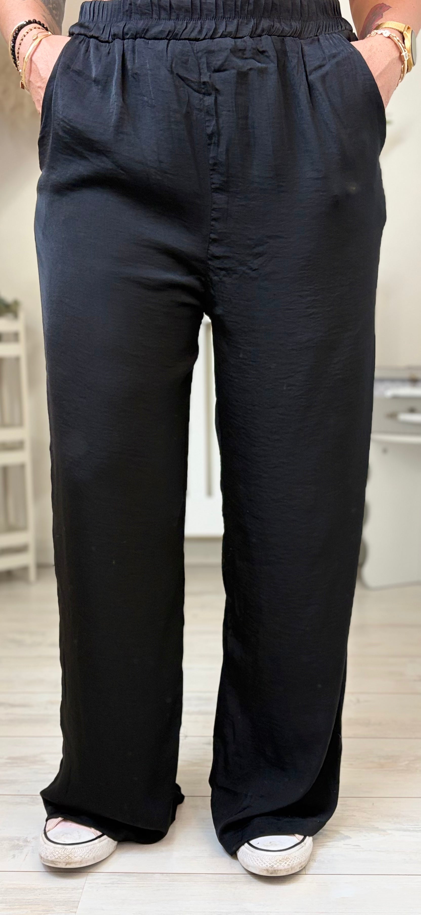🖤 Pantalon Fluide Effet Soie
