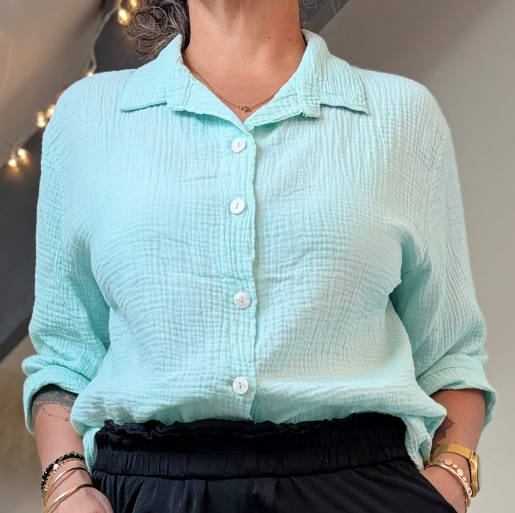 🌸 Chemise en Gaze de Coton – Disponible en plusieurs coloris
