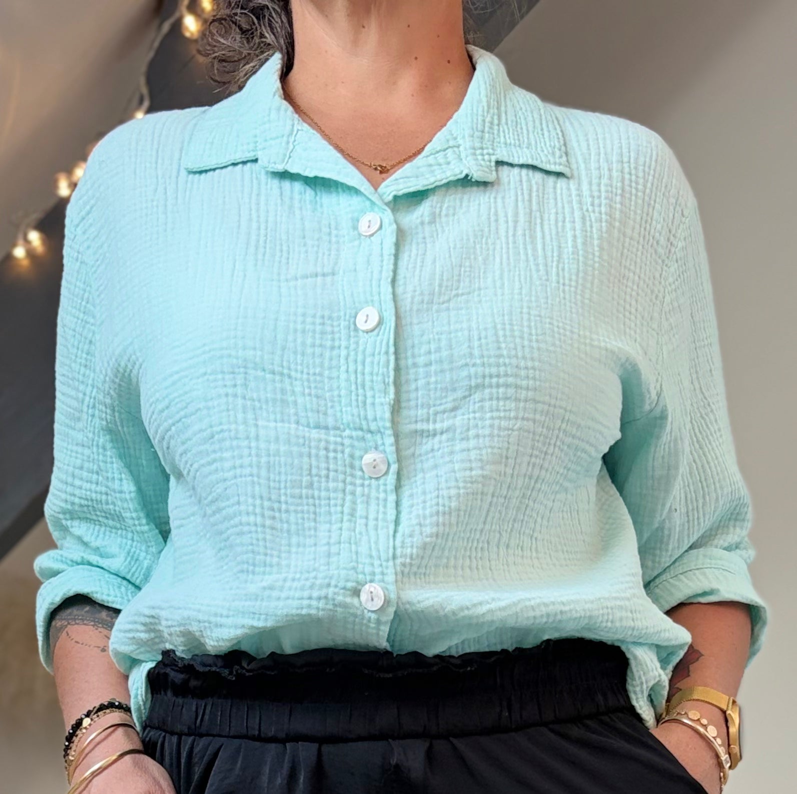 🌸 Chemise en Gaze de Coton – Disponible en plusieurs coloris
