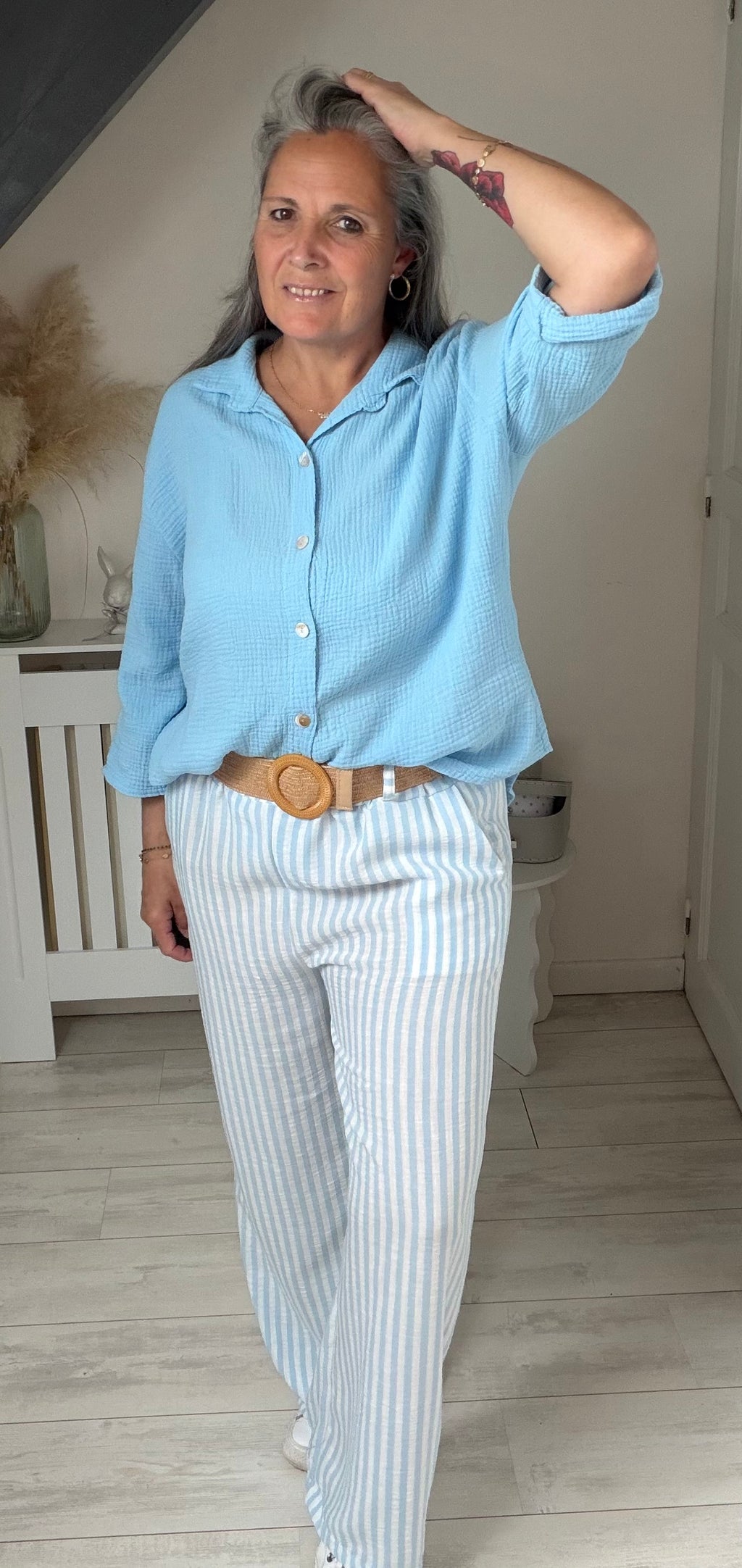 🌸 Chemise en Gaze de Coton – Disponible en plusieurs coloris