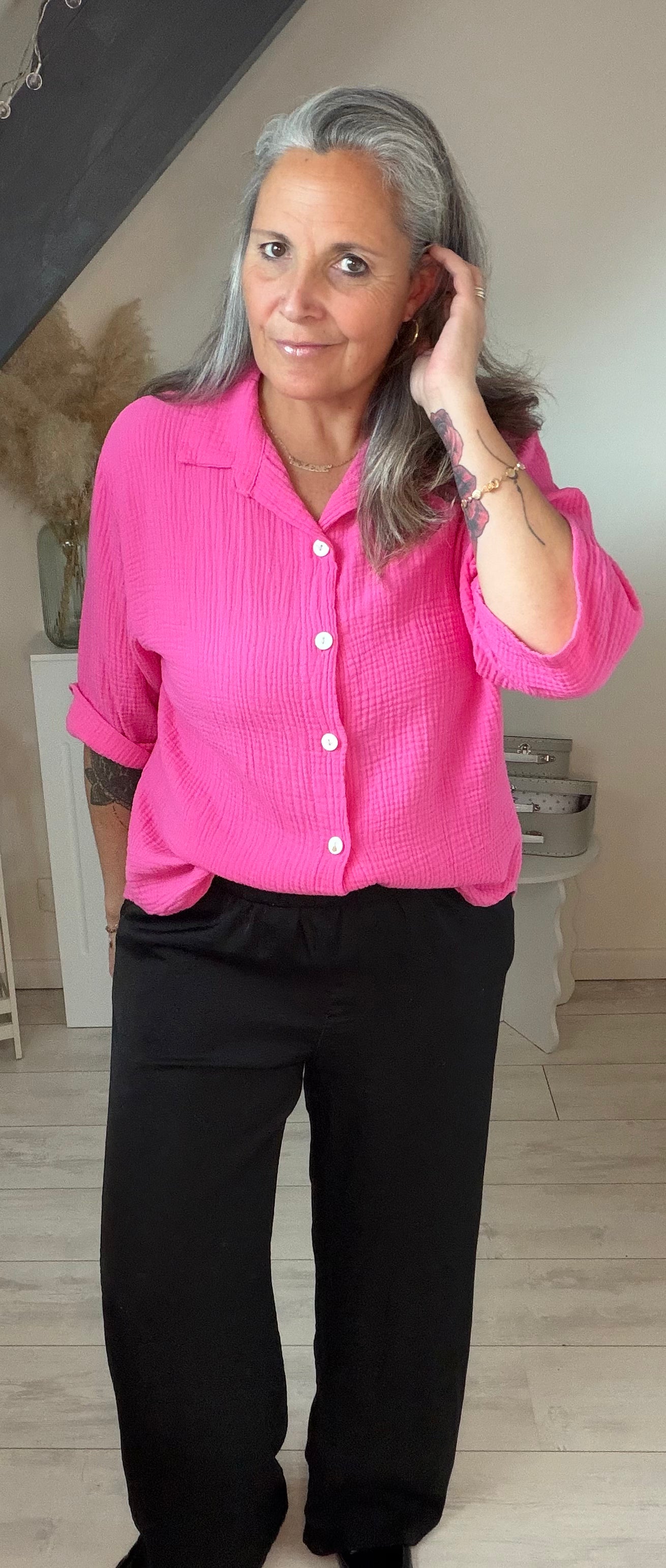 🌸 Chemise en Gaze de Coton – Disponible en plusieurs coloris