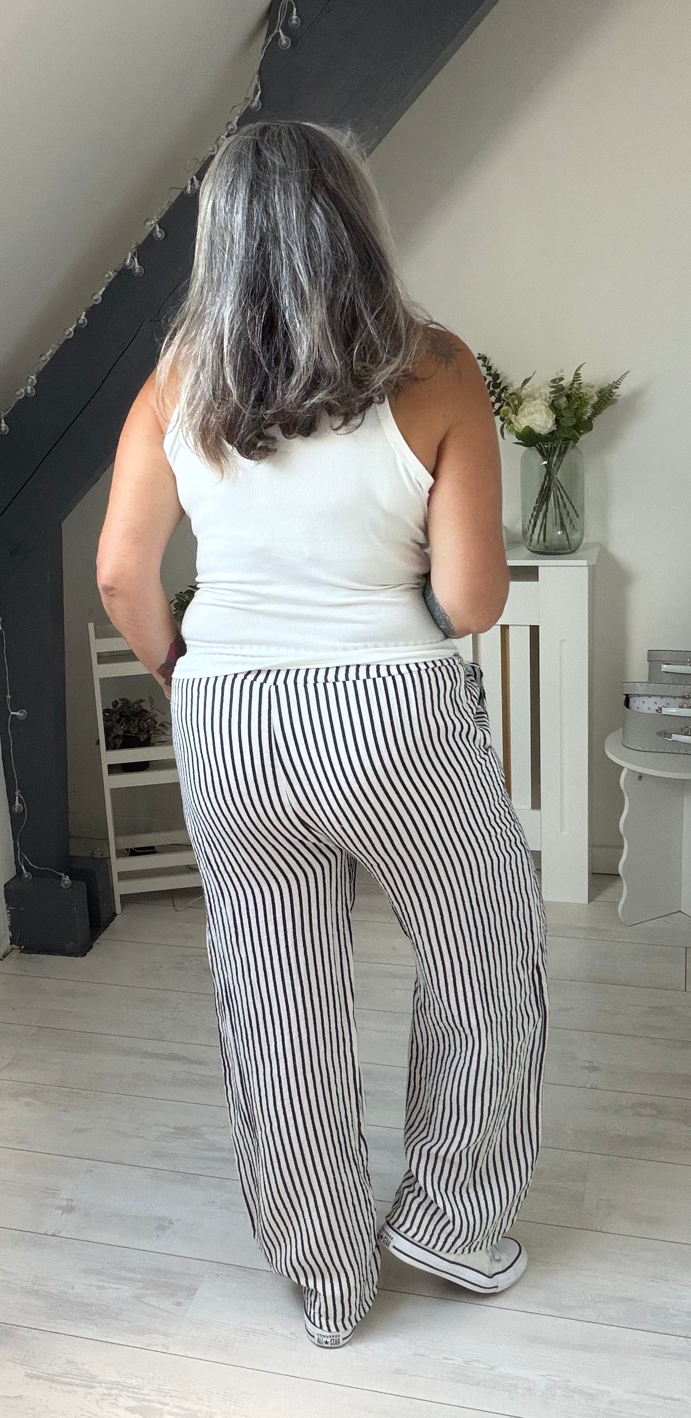 Le pantalon gaze de coton rayé 🤍✨Existe en plusieurs coloris