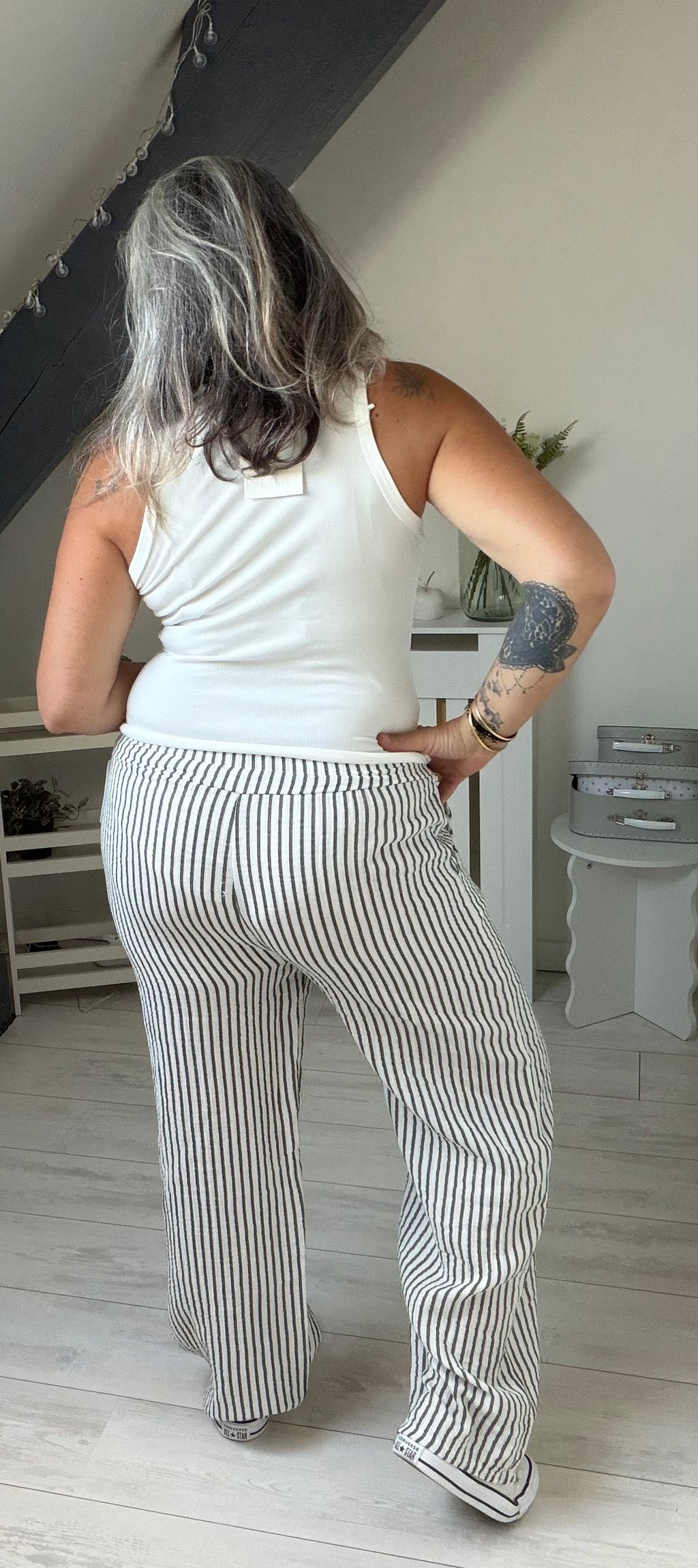 Le pantalon gaze de coton rayé 🤍✨Existe en plusieurs coloris